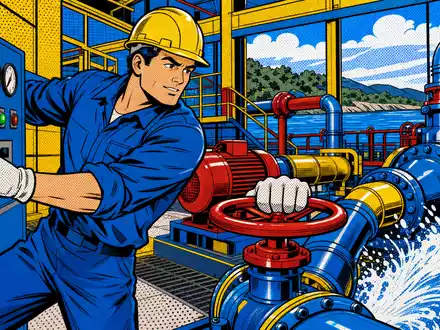 Farbenfrohe Pop-Art-Comic-Szene mit Pumpenstation vermittelt die dynamische Wassertechnik-Welt von Xylem Inc. (US98419M1009) - Foto: THN