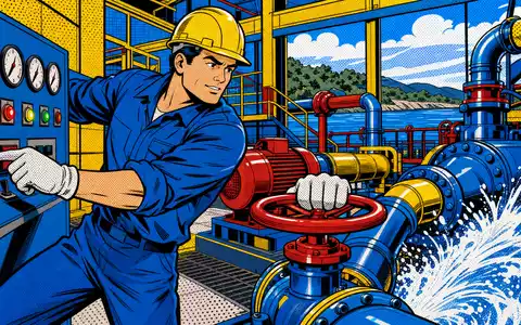 Farbenfrohe Pop-Art-Comic-Szene mit Pumpenstation vermittelt die dynamische Wassertechnik-Welt von Xylem Inc. (US98419M1009) - Foto: THN