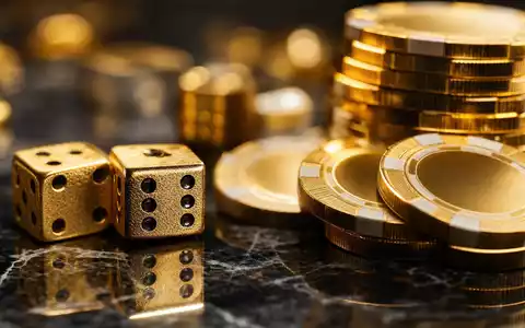 Wynn Resorts Ltd (US9831341030) steht sinnbildlich für Glücksspiel, dargestellt durch goldene Chips und Würfel - Foto: THN