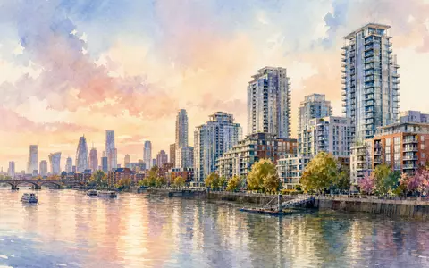 Aquarellmalerei einer britischen Wohnskyline, passend zum Geschäftsfeld von Grainger plc, ISIN GB00B04V1276, in London - Foto: THN