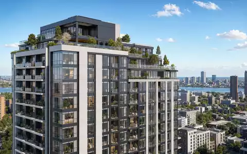 Architektur-Render eines modernen Wohnturms mit Dachterrasse, exemplarisch für Grainger plc, ISIN GB00B04V1276, Bauprojekte - Foto: THN