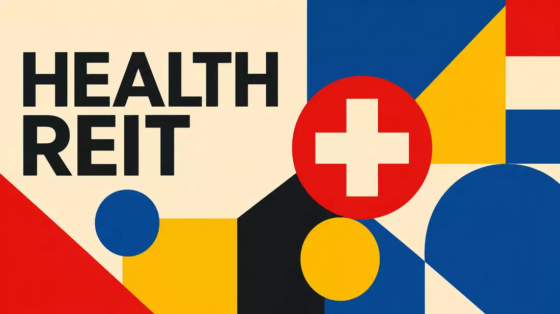 Geometrisches Bauhaus-Poster mit bunten Formen und dem Schriftzug HEALTH REIT