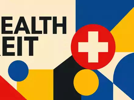 Primary Health Properties PLC (GB00BYRJ5J14) gehört zum REIT-Sektor, abstrahiert als geometrisches Bauhaus-Poster - Foto: THN