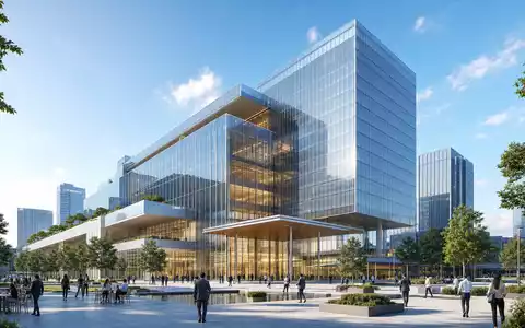 Architektur-Render eines Bürohochhauses visualisiert den Hauptsitz von Virgin Money UK PLC (ISIN GB00BD6GN030) als Bankgesellschaft - Foto: THN