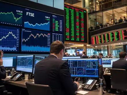 Börsen-Editorial mit LSE- und FTSE-Charts zeigt das Handelsumfeld von Virgin Money UK PLC (ISIN GB00BD6GN030) - Foto: THN