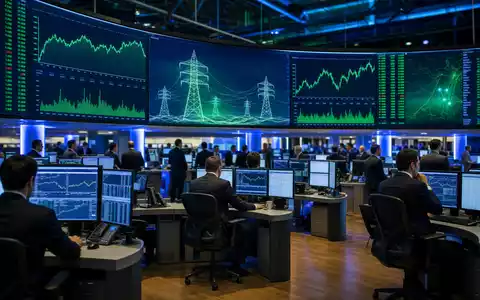 Elia Group S.A. mit ISIN BE0003822393 im Börsen-Editorial-Stil zeigt Trading-Floor mit Energie-Charts auf Bildschirmen - Foto: THN