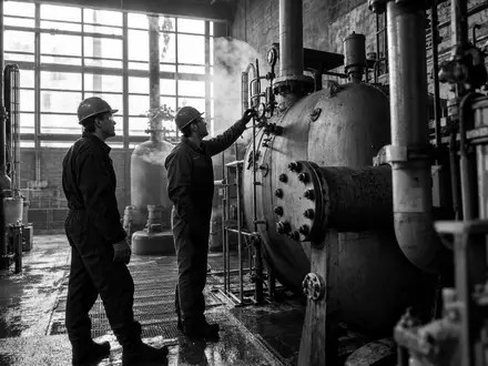 Syensqo S.A. (BE0003851681) in dokumentarischer Schwarzweiß-Reportage-Fotografie mit Fokus auf Details der Arbeitsumgebung - Foto: THN
