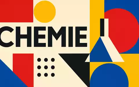 Syensqo S.A. (BE0003851681) als Bauhaus-Poster mit geometrischen Formen, Grundfarben und Sektor-Kürzel in klarer Typografie - Foto: THN