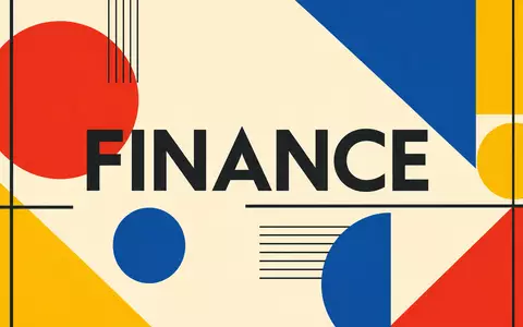 Sofina S.A. (BE0003717312) inspiriert geometrisches Bauhaus-Poster mit Sektor-Text FINANCE in kräftigen Farben - Foto: THN