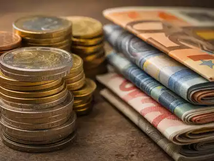 Sofina S.A. (BE0003717312) zeigt Makroaufnahme von Euro-MĂŒnzen und Banknoten als Symbol fĂŒr Kapitalanlagen - Foto: THN