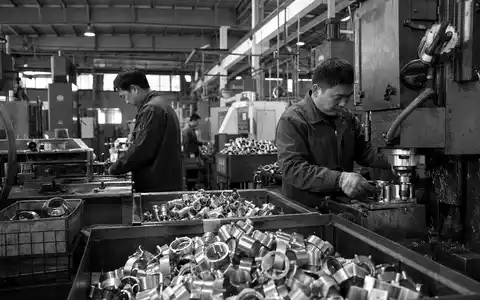 Norma Group DE000A1H8BV3 dargestellt als Schwarz-Weiß-Reportage aus einer deutschen Fabrikproduktion für Verbindungstechnik-Bauteile - Foto: THN