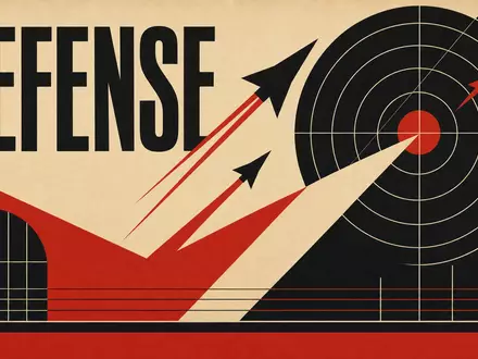 Northrop Grumman US6668071029 gestaltet Bauhaus-Poster mit Radar, Jetformen und großem Schriftzug DEFENSE - Foto: THN