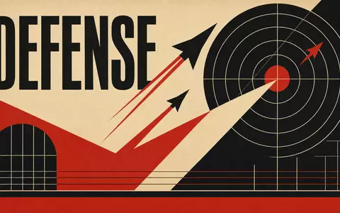 Northrop Grumman US6668071029 gestaltet Bauhaus-Poster mit Radar, Jetformen und großem Schriftzug DEFENSE - Foto: THN