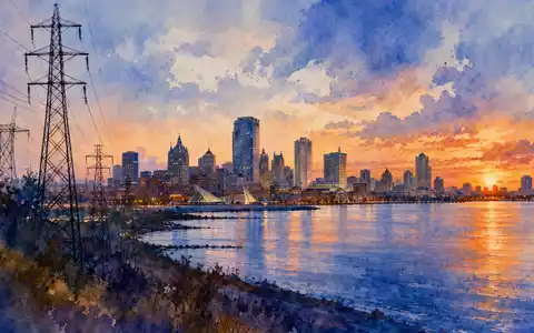 WEC Energy Group (ISIN US92939U1060) versorgt Milwaukee, dessen Skyline hier als Aquarell gemalt erscheint - Foto: THN