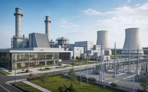 WEC Energy Group (ISIN US92939U1060) betreibt moderne Gaskraftwerke, hier als Architektur-Render mit Kühltürmen gezeigt - Foto: THN