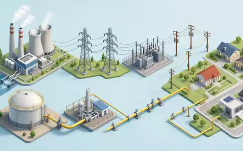 WEC Energy Group (ISIN US92939U1060) deckt die Wertschöpfungskette von Erzeugung bis Verteilung isometrisch dargestellt - Foto: THN