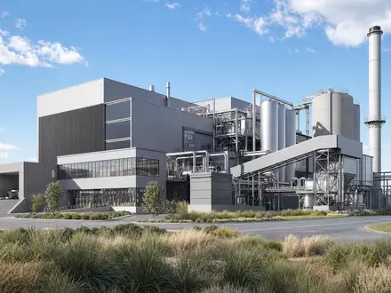 Der Architektur-Render zeigt eine Abfallverwertungsanlage, wie sie Waste Management, ISIN US94106L1098, in den USA betreibt - Foto: THN