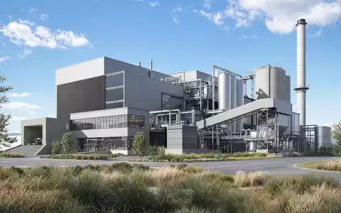 Der Architektur-Render zeigt eine Abfallverwertungsanlage, wie sie Waste Management, ISIN US94106L1098, in den USA betreibt - Foto: THN