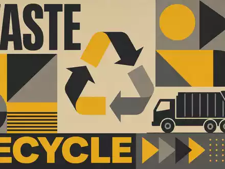 Das geometrische Bauhaus-Poster illustriert die Recyclingbranche, in der Waste Management, ISIN US94106L1098, tätig ist - Foto: THN