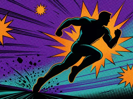 Pop-Art-Comic mit stilisierter Actionfigur greift die Unterhaltungsbranche von Warner Bros. Disc., ISIN US9344231041, spielerisch auf - Foto: THN
