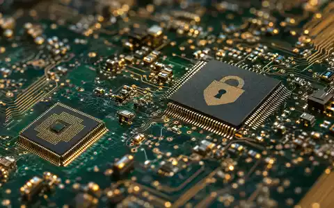 Fortinet Inc. Makro Aufnahme einer Leiter Platte mit Sicherheits Chips und Kupfer Leiterbahnen US34959E1091 - Foto: THN