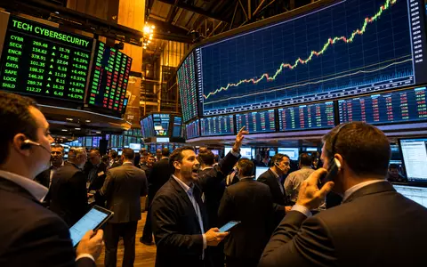 Fortinet Inc. NASDAQ Börsen Parkett mit Händlern und Cyber Sicherheits Sektor Kursen ISIN US34959E1091 - Foto: THN