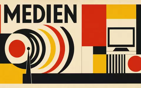 Fox Corp. (Class B) US35137L2043 Bauhaus-Poster mit geometrischen Formen und Sektor-Text MEDIEN - Foto: THN