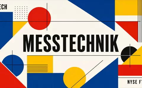 Fortive Corp. Bauhaus-Poster mit groĂem MESSTECHNIK-Text und geometrischen PrimĂ€rfarben, ISIN US34959J1088 NYSE - Foto: THN