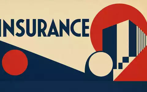 Bauhaus-Poster mit geometrischen Formen und Schriftzug INSURANCE symbolisiert Branche von AXA S.A. (FR0000120628) - Foto: THN