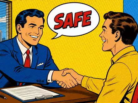 Pop-Art-Comic mit Handschlag und Sprechblase SAFE symbolisiert Sicherheitsversprechen von AXA S.A. (FR0000120628) - Foto: THN