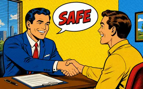 Pop-Art-Comic mit Handschlag und Sprechblase SAFE symbolisiert Sicherheitsversprechen von AXA S.A. (FR0000120628) - Foto: THN