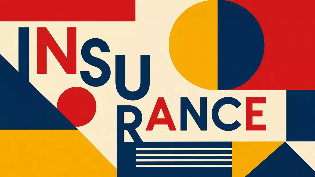 Bauhaus-Poster mit geometrischen Formen und dem Wort INSURANCE