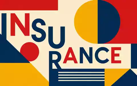 Loews Corporation US5404241031 illustriert Bauhaus-Poster mit geometrischen Formen und dem Sektor-Wort INSURANCE - Foto: THN