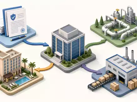 Loews Corporation US5404241031 visualisiert isometrisch Wertschöpfungskette aus Versicherung, Pipeline, Hotel und Verpackung - Foto: THN