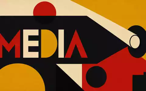 Live Nation Entertainment (ISIN US5380341090) zählt zur Medienbranche, symbolisiert durch ein geometrisches Bauhaus-Poster mit Scheinwerfer - Foto: THN
