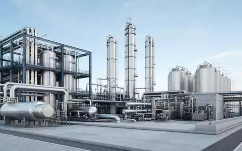 Modernes Architektur-Render einer großen Industriegasanlage veranschaulicht das Unternehmen Linde plc, ISIN IE000S9YS4E6, im Industriegase-Sektor - Foto: THN