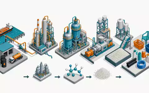 Covestro AG Wertschöpfungskette DE0006062144 isometrische 3D-Illustration von Rohöl über Polymerreaktor bis Kunststoffprodukt - Foto: THN
