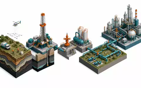 Coterra Energy Öl-Gas Wertschöpfungskette als isometrisches 3D Diagramm von Exploration bis Raffinerie US22052L1044 - Foto: THN