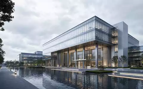 Architektur-Render zeigt modernes Buerogebaeude, passend zu Spie SA, ISIN FR0012757854, Anbieter multitechnischer Ingenieur- und Anlagendienstleistungen - Foto: THN