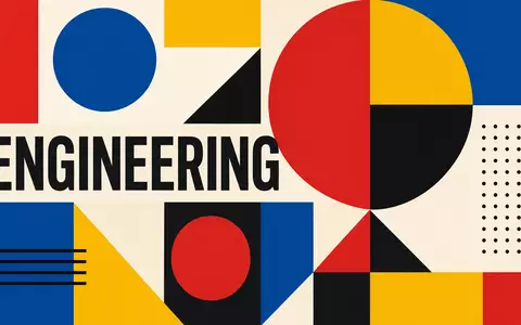 Bauhaus-Poster mit geometrischen Formen symbolisiert Spie SA, ISIN FR0012757854, Multitechnik-Dienstleister mit Sektor-Textkuerzel - Foto: THN