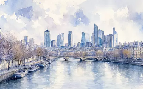 Aquarellmalerei der Pariser Skyline symbolisiert den Hauptsitz von Nexans S.A. FR0000044448 in Frankreich - Foto: THN