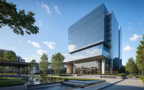 Architektur-Render eines modernen Glasbürogebäudes repräsentiert den Unternehmenssitz von Nexans S.A. FR0000044448 in der Elektroausrüstungsbranche - Foto: THN