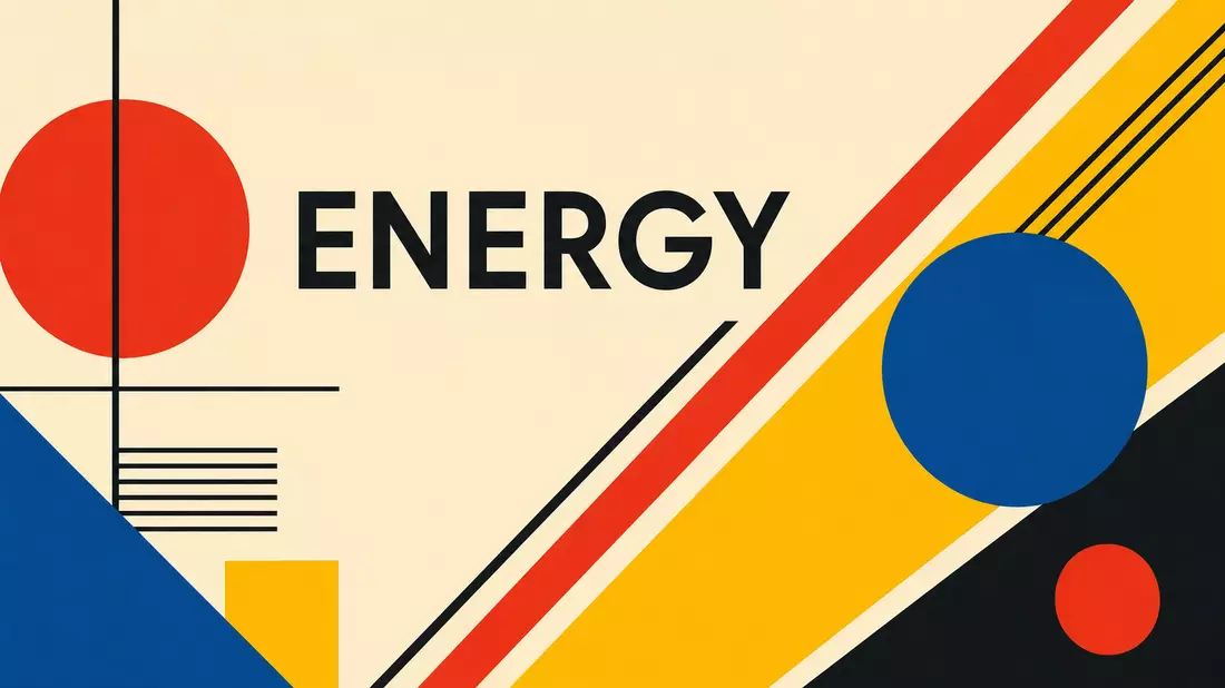 Bauhaus-Poster mit geometrischen Formen und dem Schriftzug ENERGY