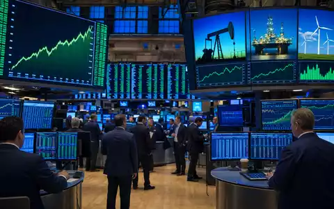 Börsen-Editorialfoto eines Trading-Floors mit Energiecharts symbolisiert die Kapitalmarktnotierung von Nexans S.A. FR0000044448 an der Börse - Foto: THN