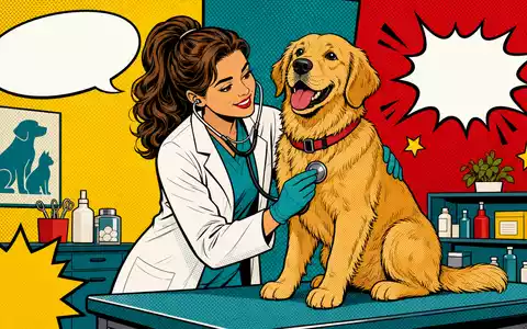 Pop-Art-Comicszene zeigt ein Tierarztlabor als bunte Hommage an Virbac S.A., FR0000031577, farbenfrohe Veterinärpharma-Illustration - Foto: THN