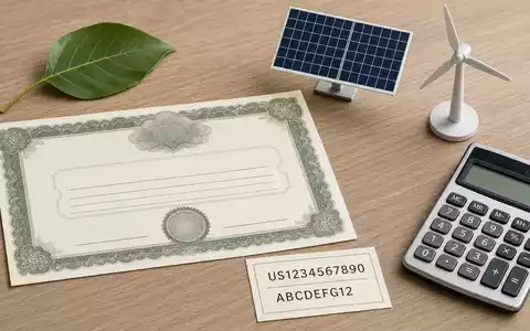 Flatlay-Arrangement mit Aktienzertifikat und ISIN-Karte symbolisiert ein Investment in Neoen S.A., ISIN FR0011675362, im Energiesektor - Foto: THN