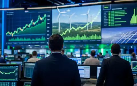 Börsen-Editorial-Szene zeigt einen Trading-Floor mit Energie-Charts, thematisch verbunden mit Neoen S.A., ISIN FR0011675362 - Foto: THN