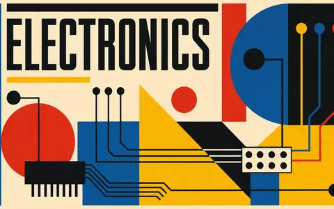 Geometrisches Bauhaus-Poster mit Sektor-Kürzel ELECTRONICS steht sinnbildlich für TE Connectivity Ltd. (CH0102993182) und dessen Elektronik-Branche - Foto: THN