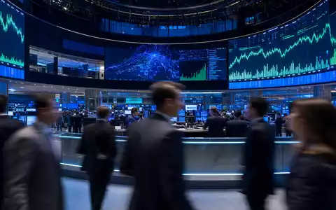 Börsen-Editorial-Szene mit Trading-Floor und Kurscharts symbolisiert Aktienhandel von TE Connectivity Ltd. mit ISIN CH0102993182 - Foto: THN