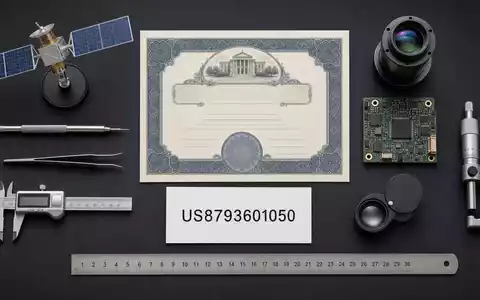 Teledyne Technologies (US8793601050) in Flatlay-Optik mit Aktienzertifikat, ISIN-Karte und typischen Präzisionssensor-Werkzeugen der Elektronikbranche arrangiert - Foto: THN